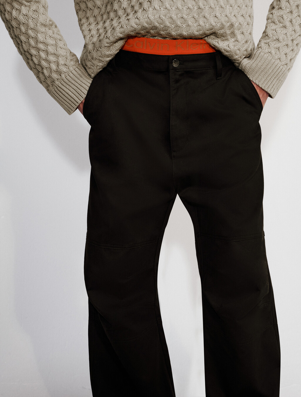 Wide Leg Chinos, Black, hi-res