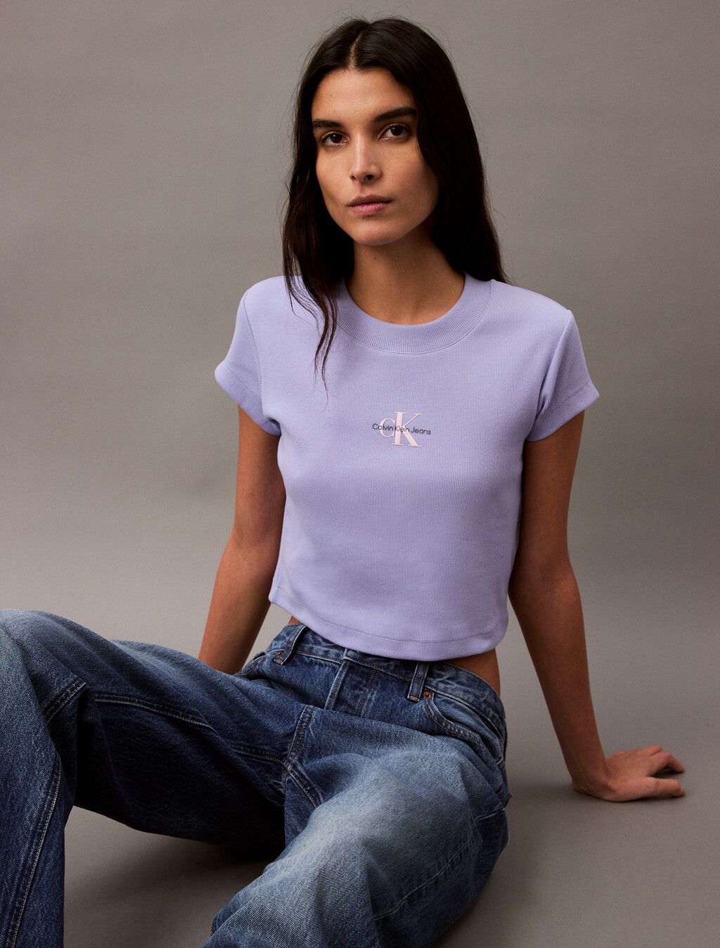 Slim Cropped Monogram T-shirt, Sweet Lavender, hi-res
