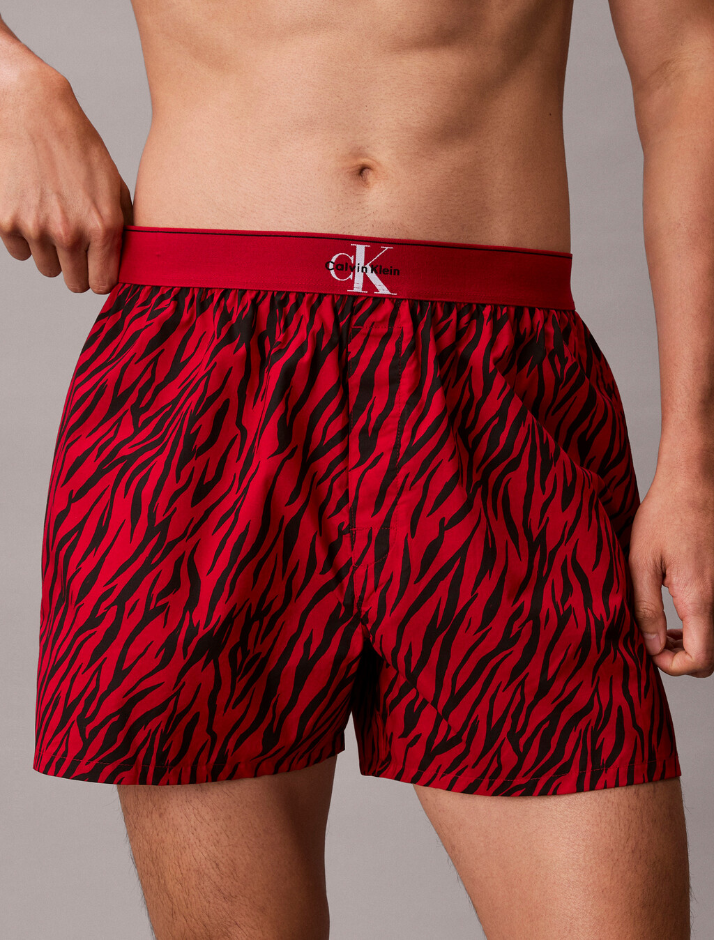 CK X Cotton Monogram Slim Boxer, PAINTED TIGER RED GALA, hi-res