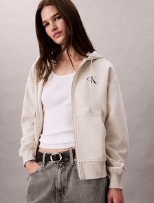 Monogram 棉質毛圈布連帽外套, Vanilla Heather, hi-res