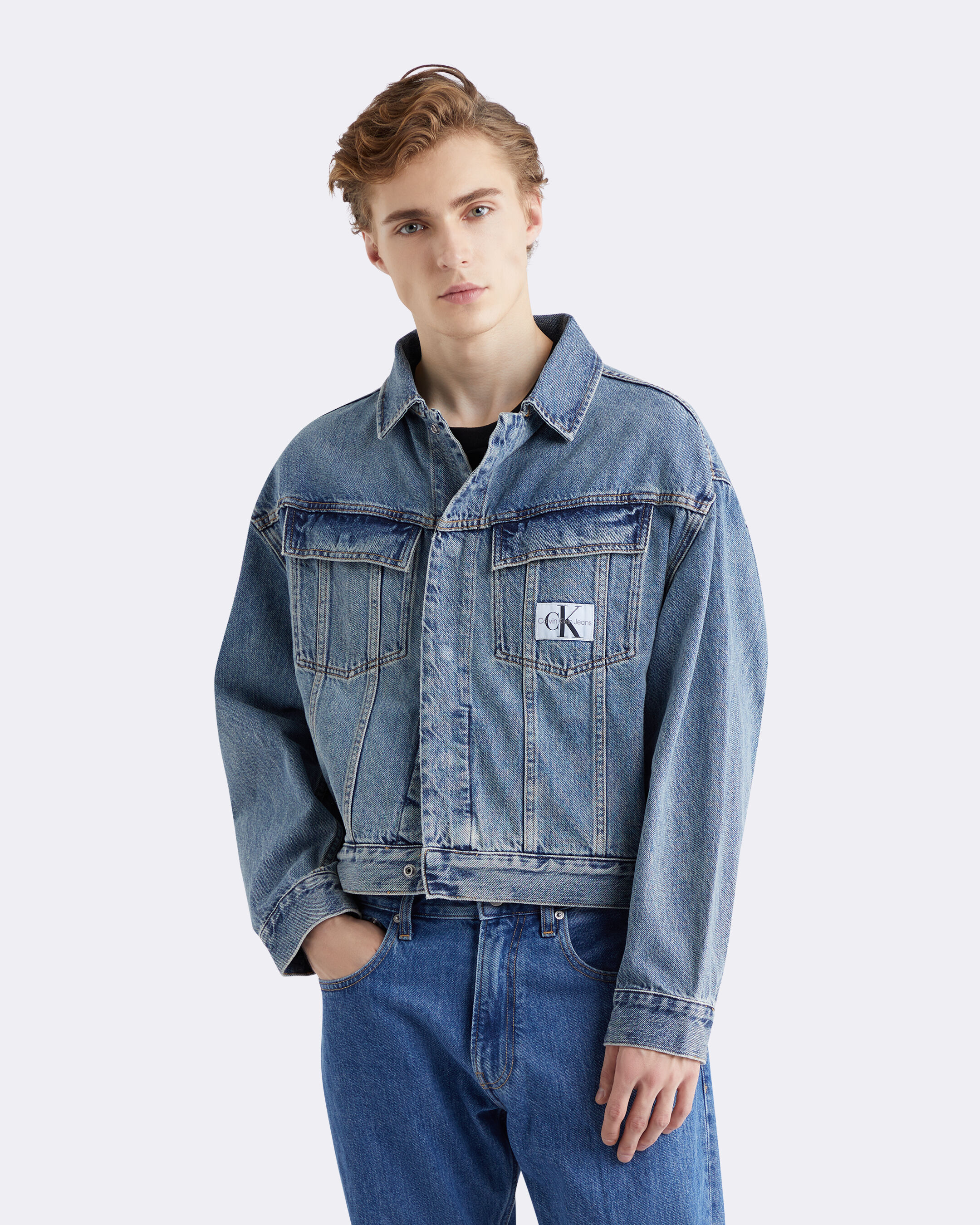 Calvin klein red new arrivals denim jacket