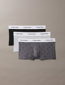3 Pack Low Rise Trunks - Icon Cotton Stretch, BLACK / DIAMOND LOGO TORNADO / HARBOR MIST W/ WHIT, hi-res