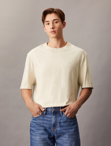 水洗效果泡泡凸紋印花 T 恤, Moonbeam, hi-res