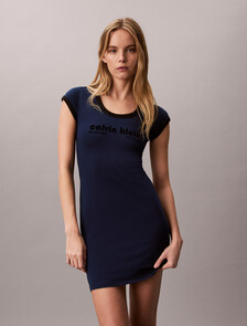 Calvin Klein Logo T-shirt Dress, Pageant Blue, hi-res