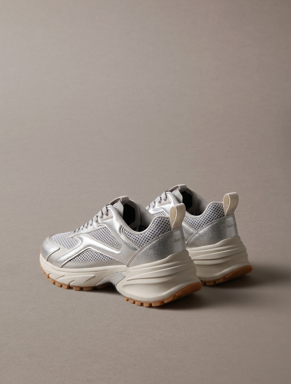Metallic Mesh Hike Runner Sneaker, Silver/Dk Ecru/Light Gum, hi-res