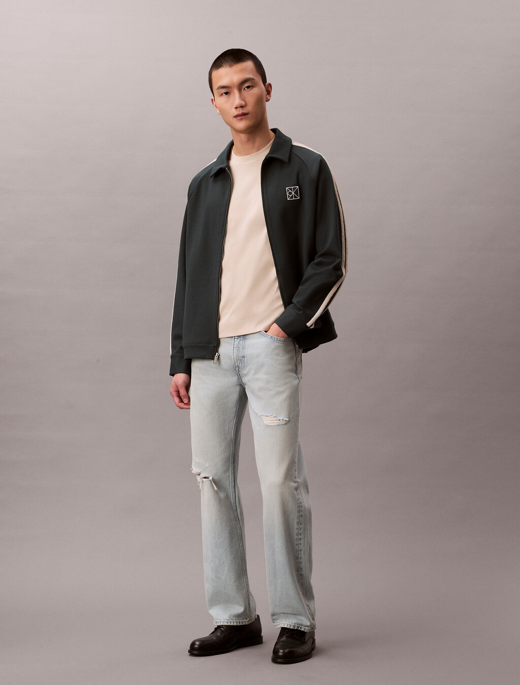 Premium Double Knit Supima Cotton Crewneck Tee, Oatmeal, hi-res