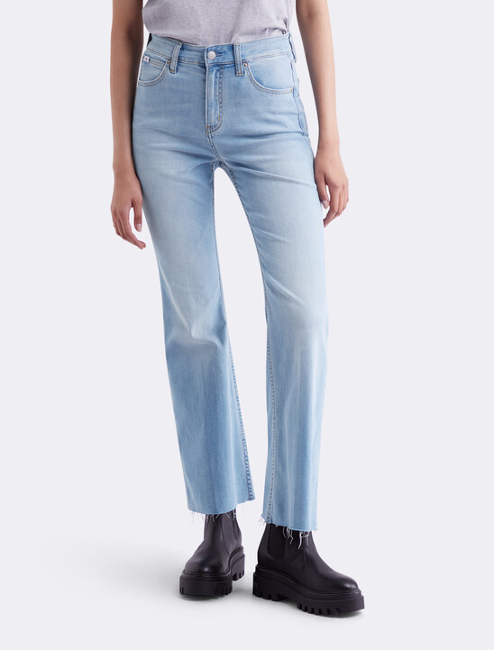 Distressed High Rise Flare Jeans