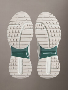 Suede and Nylon Runner Trainers, Bright White/Galapagos Green, hi-res