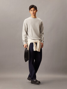 後背 Monogram 標誌印花運動衫, Light Grey Heather, hi-res