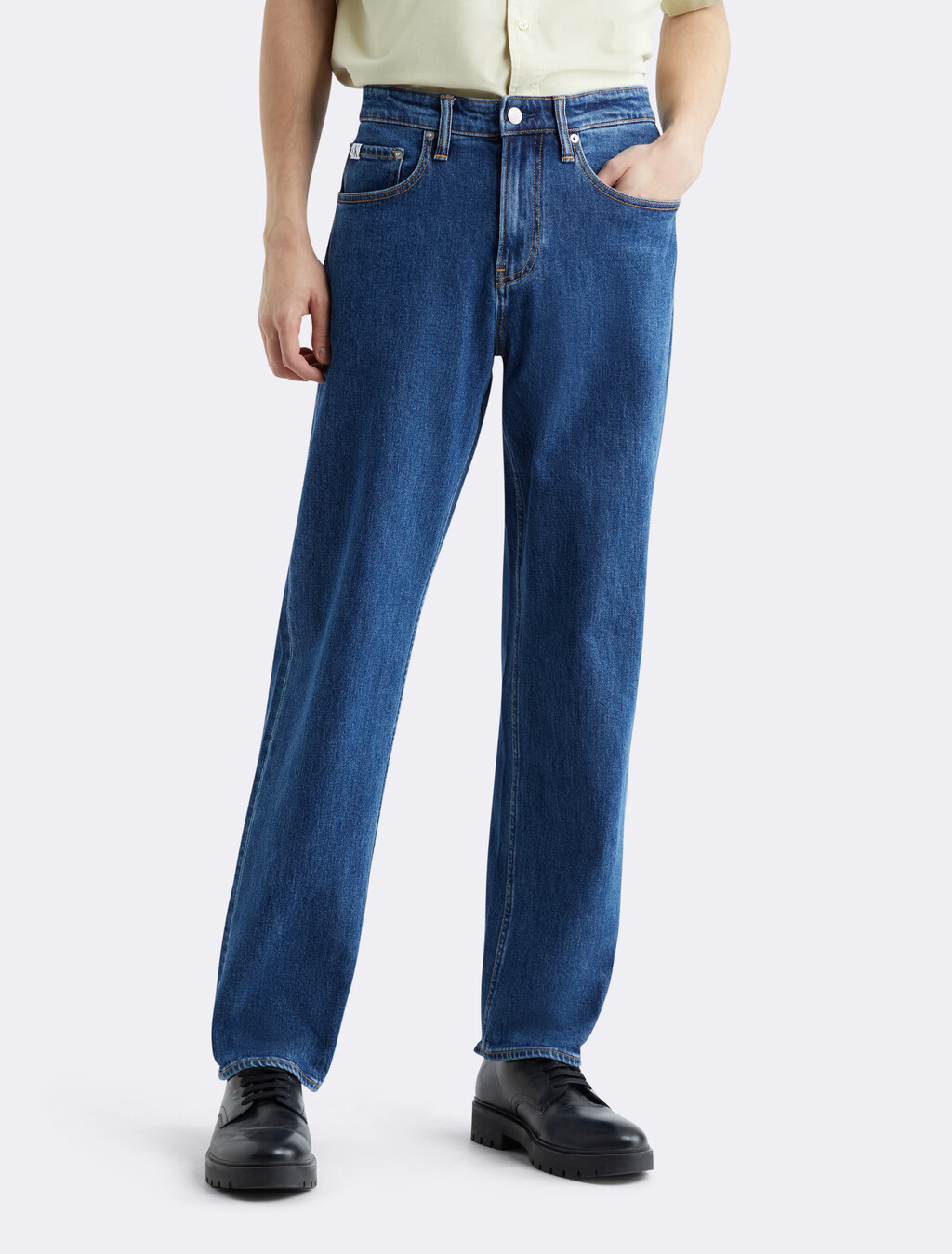 90s Straight Comfort Stretch Jeans, 007AMID BLUE, hi-res