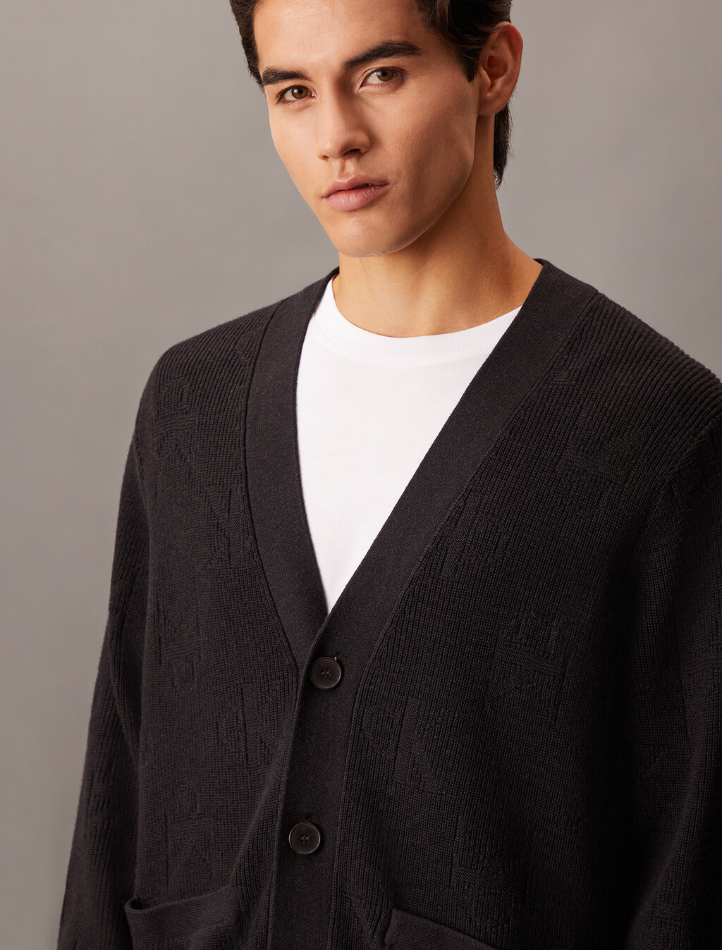 Monogram 標誌寬鬆開襟外套, Ck Black, hi-res