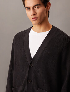 Monogram 標誌寬鬆開襟外套, Ck Black, hi-res