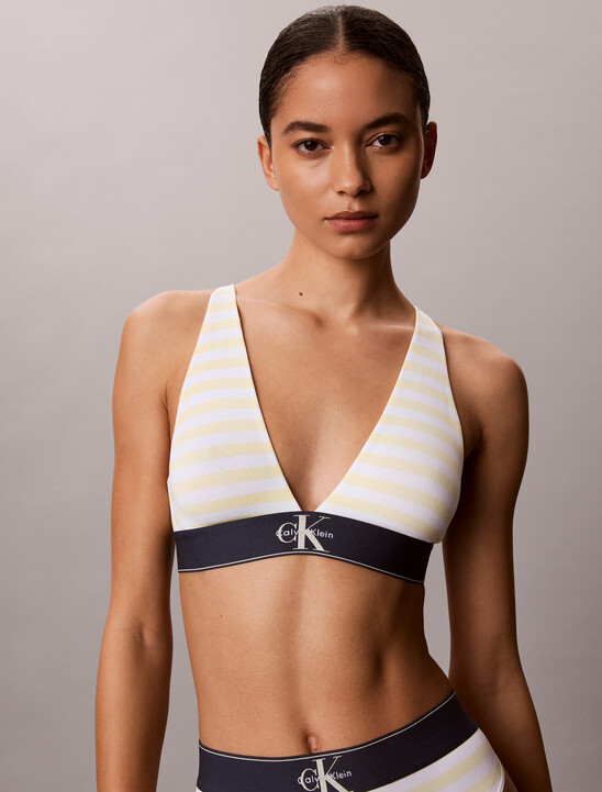 Monogram 圖案彈性超細纖維三角胸罩