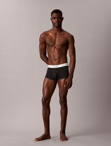 3 Pack Low Rise Trunks - Icon Cotton Stretch, BLACK / DIAMOND LOGO TORNADO / HARBOR MIST W/ WHIT, hi-res