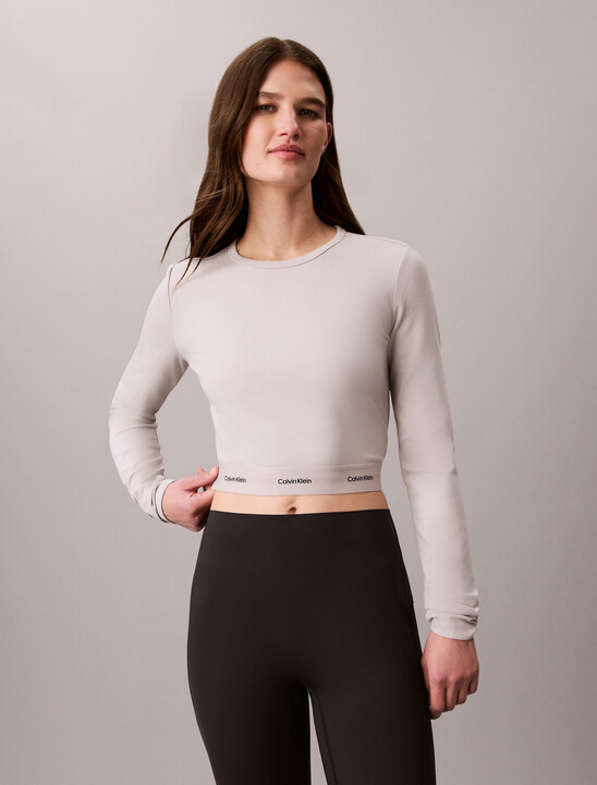 Logo Band Cropped Long Sleeve Top
