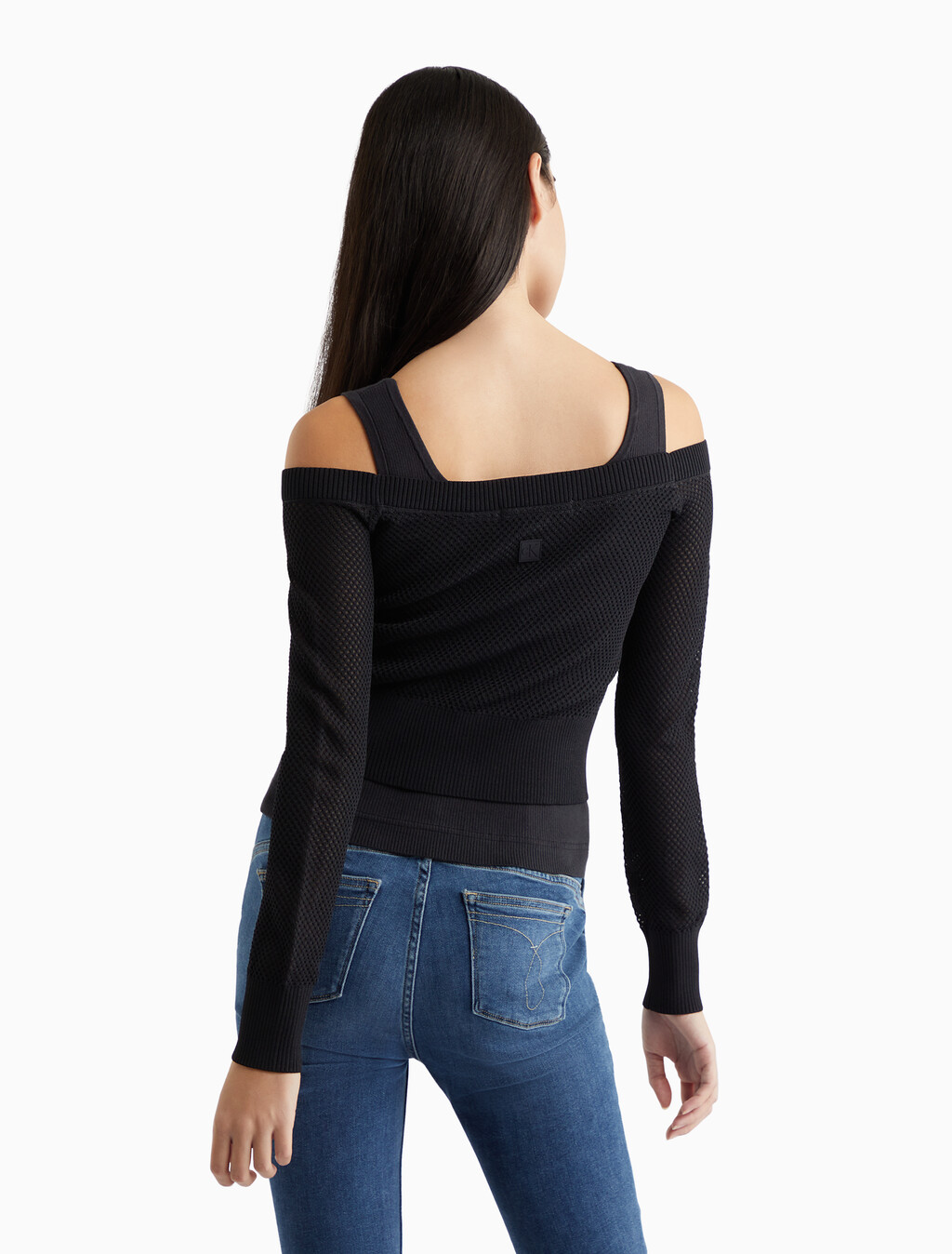 Second Skin Mesh Open Knit Cardigan, Ck Black, hi-res