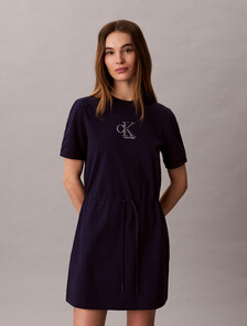 Cooling Tie Waist T-Shirt Dress, Evening Blue, hi-res