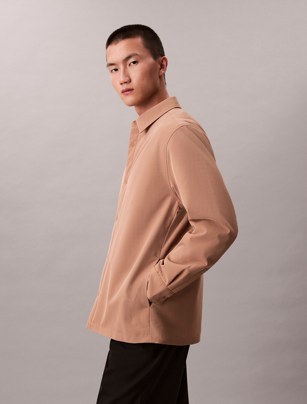 純色斜紋襯衫式外套, Stonehenge, hi-res