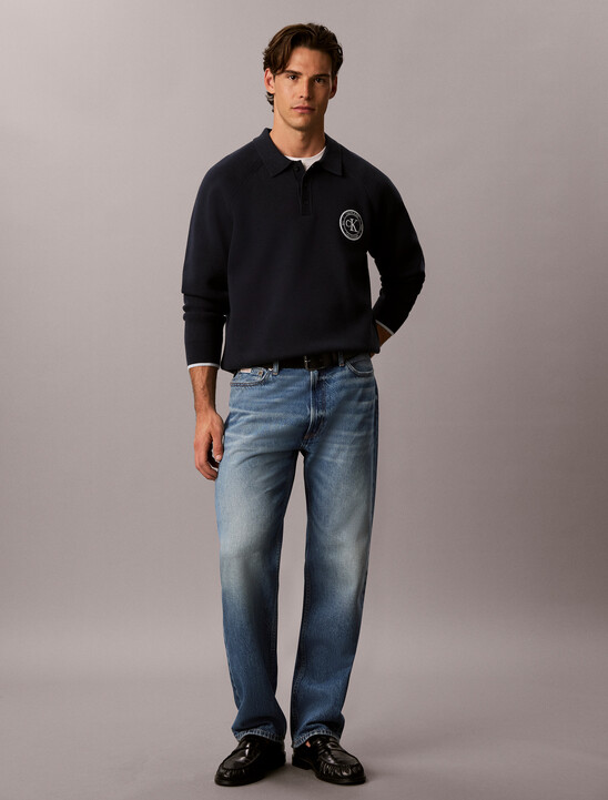 Cotton Knit Varsity Polo Jumper