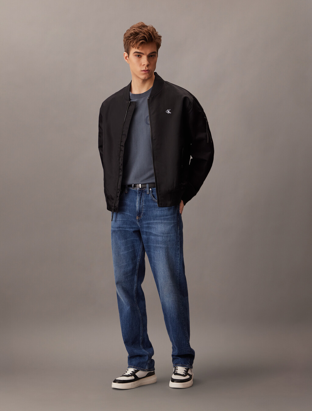 尼龍飛行員外套, Black, hi-res