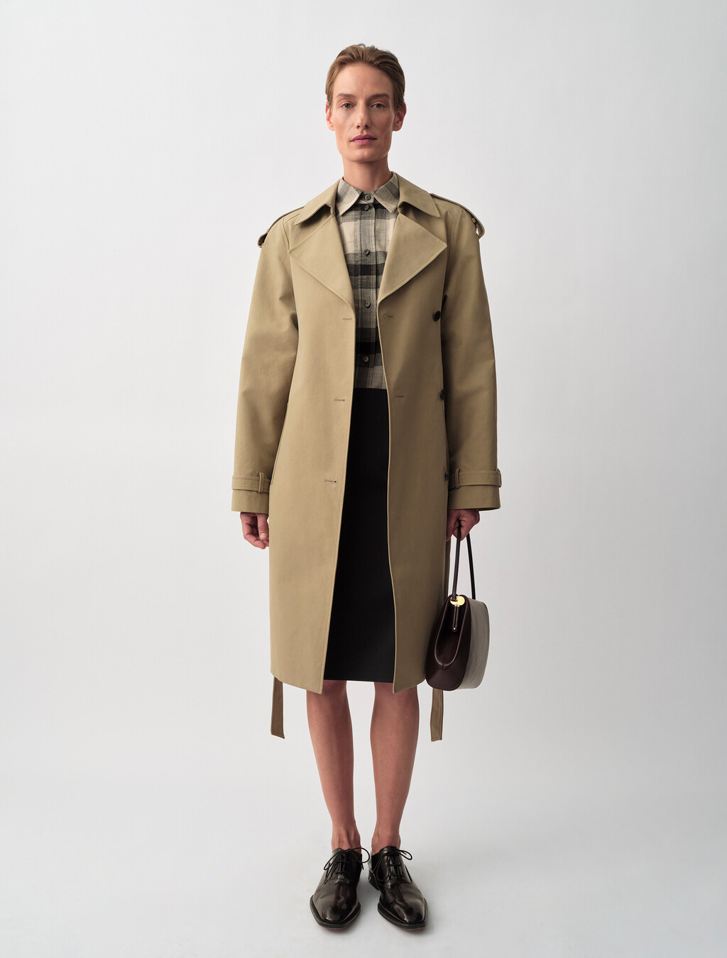 Scarlett格紋鈕扣襯衫, Black, hi-res