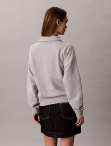 French Terry Relaxed Quarter Zip Sweatshirt, History Grey Heather, hi-res
