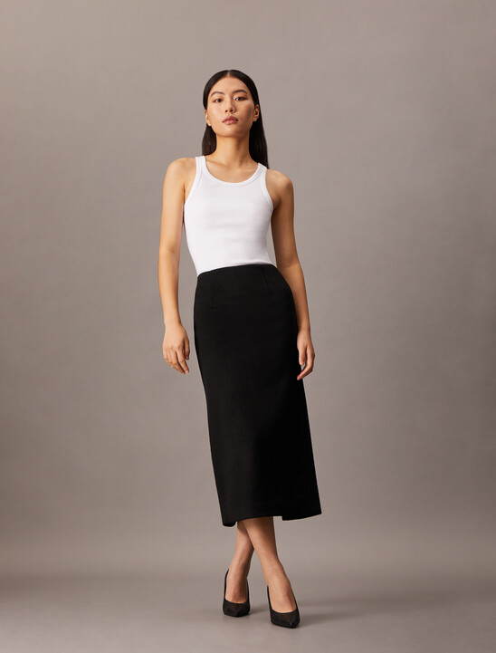 Brushed Wool Pencil Skirt