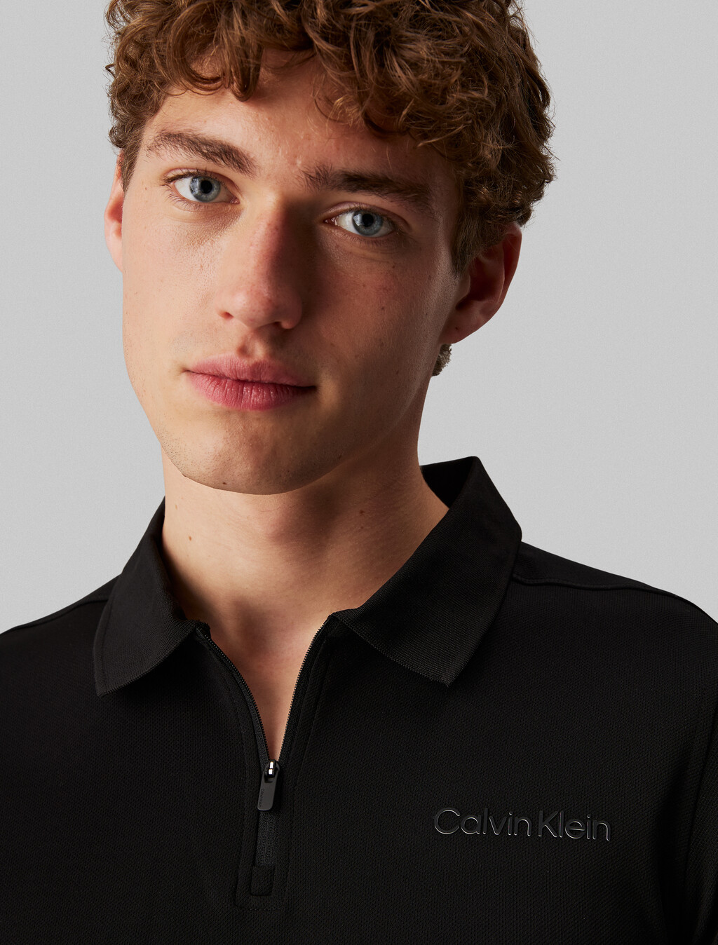 基本款拉鍊 Polo 衫, Black, hi-res