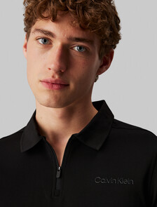 基本款拉鍊 Polo 衫, Black, hi-res