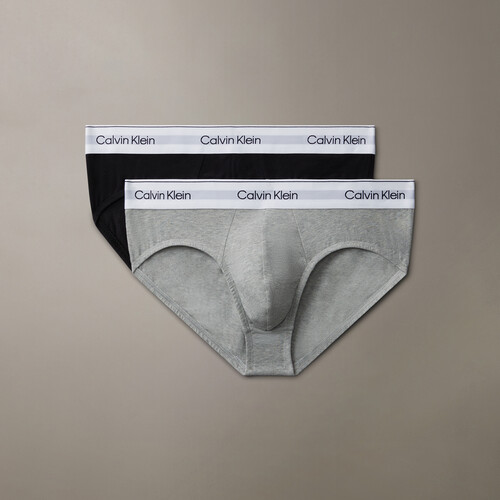 Icon Cotton 彈力低腰三角內褲 2 件套組 Grey Heather / Black