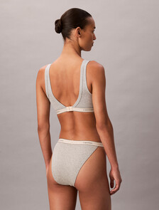 Lightly Lined Triangle Bralette - Heritage Cotton Stretch, Grey Heather, hi-res