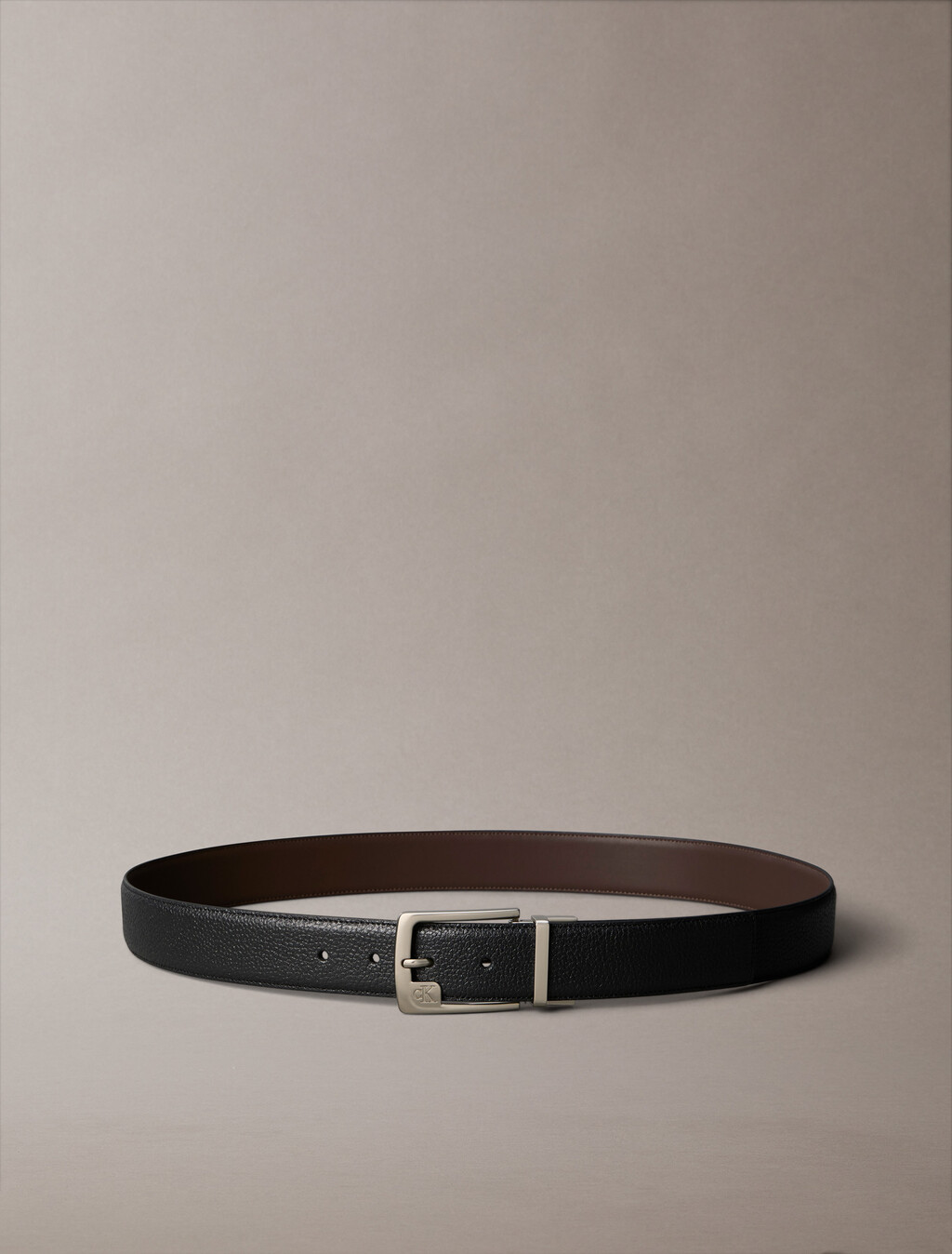 Monogram Frame Buckle Reversible Belt, Black/CK Dark Brown/Pewter, hi-res