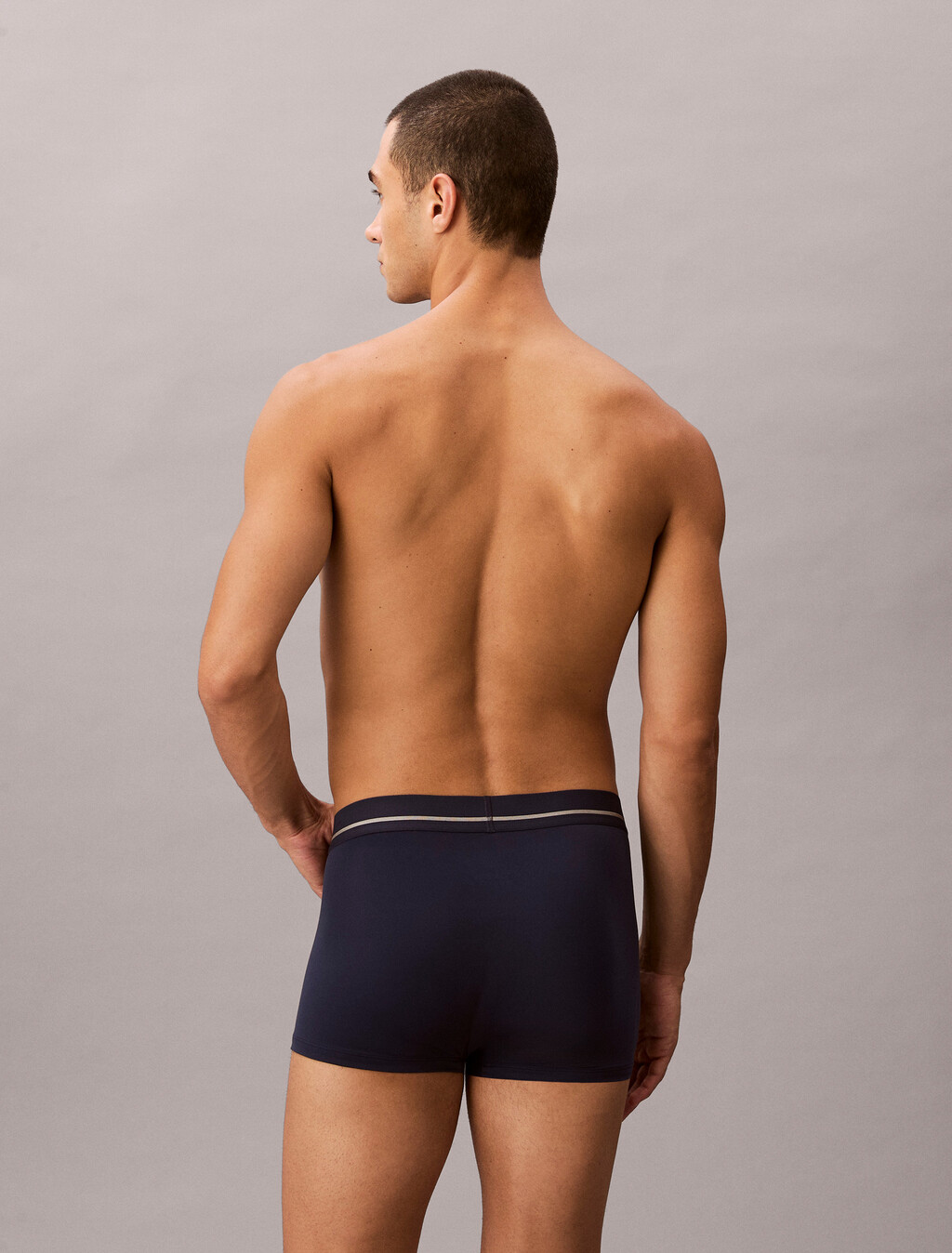 Icon Microfiber Stretch Metallic Low Rise Trunk, Blue Shadow, hi-res