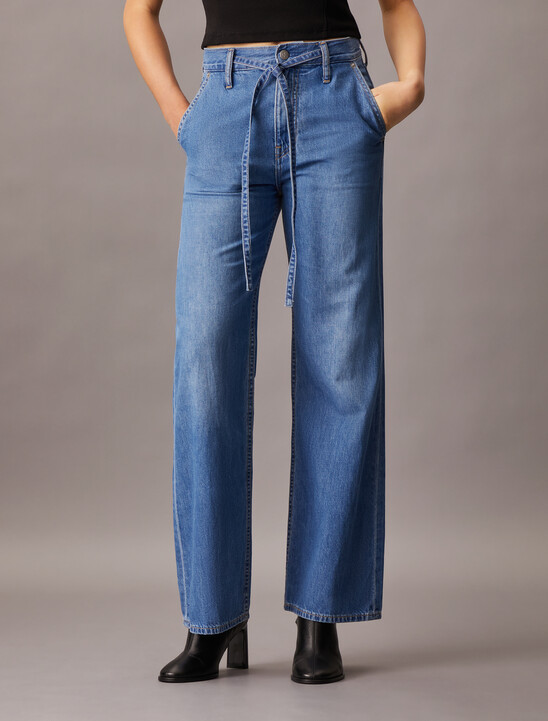 Linen High Rise Wide Leg Jeans