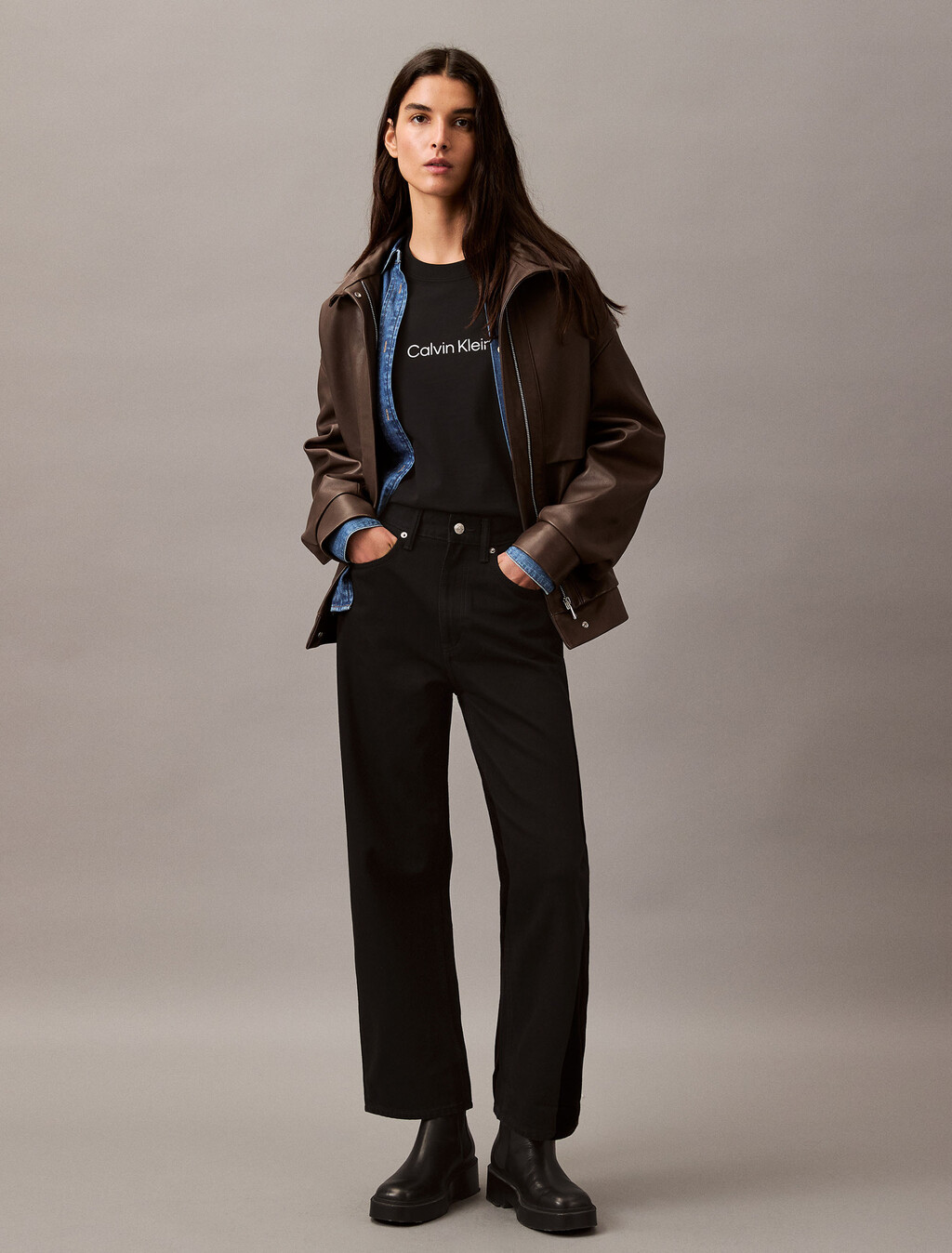 Calvin Klein Hero Modern 方形剪裁 T 恤, Black Beauty, hi-res