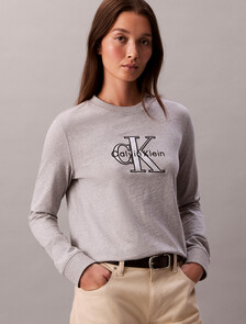 Monogram 標誌長袖 T 恤, BC06 Grey Heather, hi-res