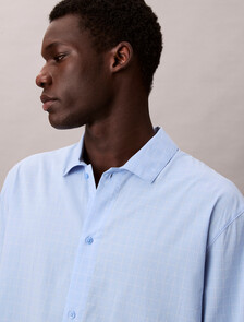 Classic Comfort Button Down Shirt, 19473 PLOTTER PLAID+FROZEN FJORD, hi-res