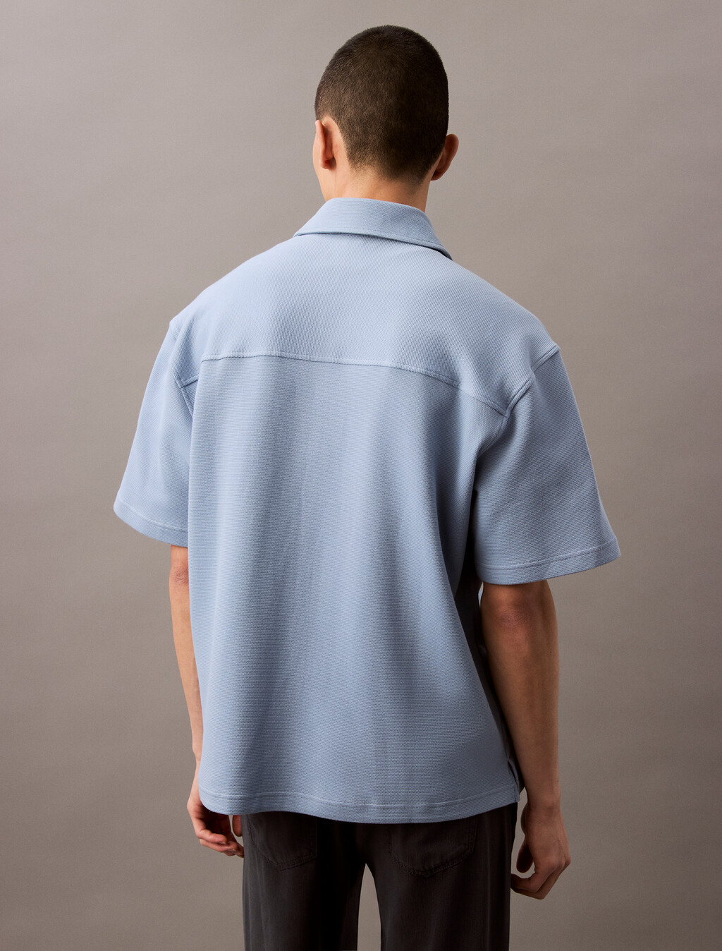 紋理珠地寬鬆襯衫式外套, Faded Denim, hi-res