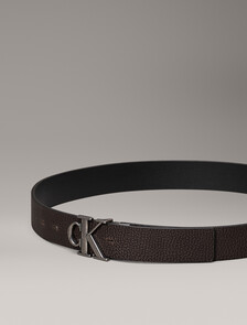 皮革雙面標誌腰帶, Black/Bitter Brown/Antique Silver, hi-res