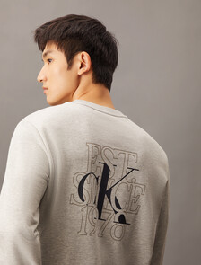 後背 Monogram 標誌印花運動衫, Light Grey Heather, hi-res