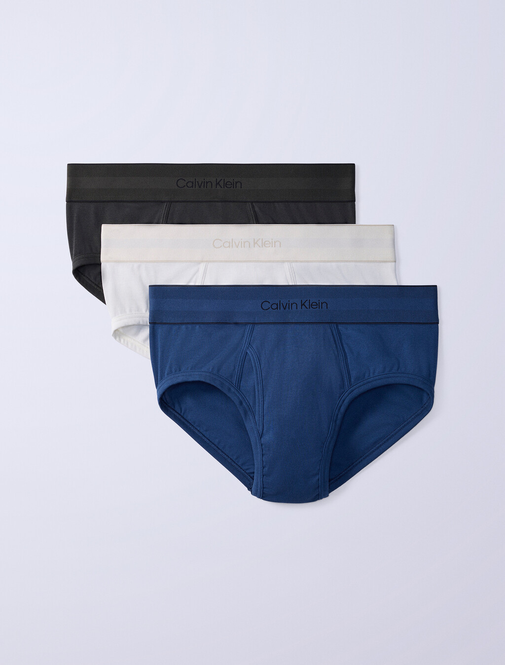 Jung Kook for Calvin Klein Heritage Cotton 3-Pack Brief, Dark Denim/Peat/Lily, hi-res