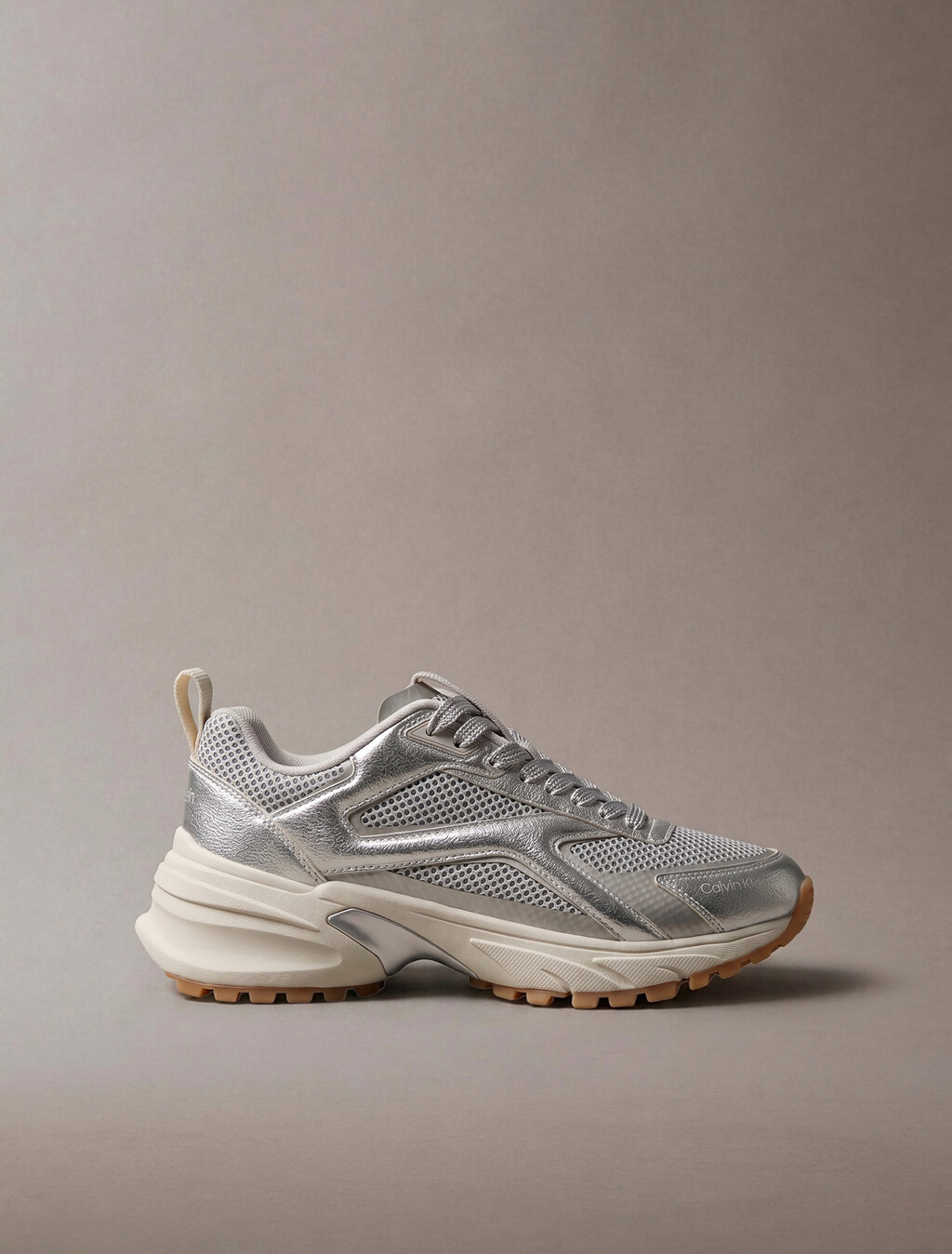 Metallic Mesh Hike Runner Sneaker, Silver/Dk Ecru/Light Gum, hi-res