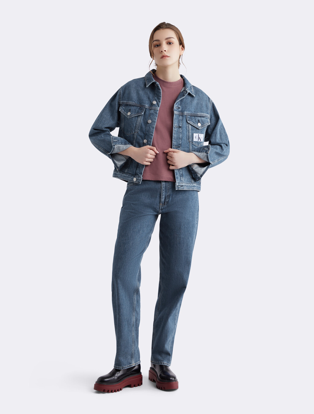 永續 90 年代直筒牛仔褲, Denim Medium, hi-res