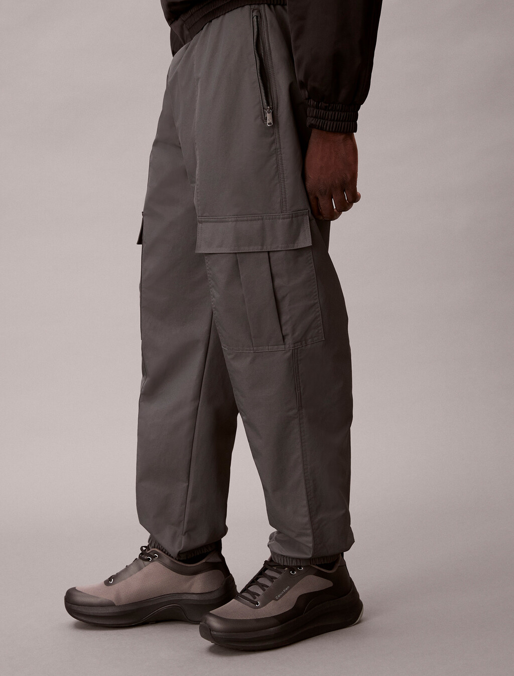 Nylon Straight Cargo Jogger, Dark Grey, hi-res