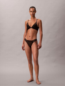 薄襯裡深 V 胸罩 - CK Black Floral Lace, Black, hi-res