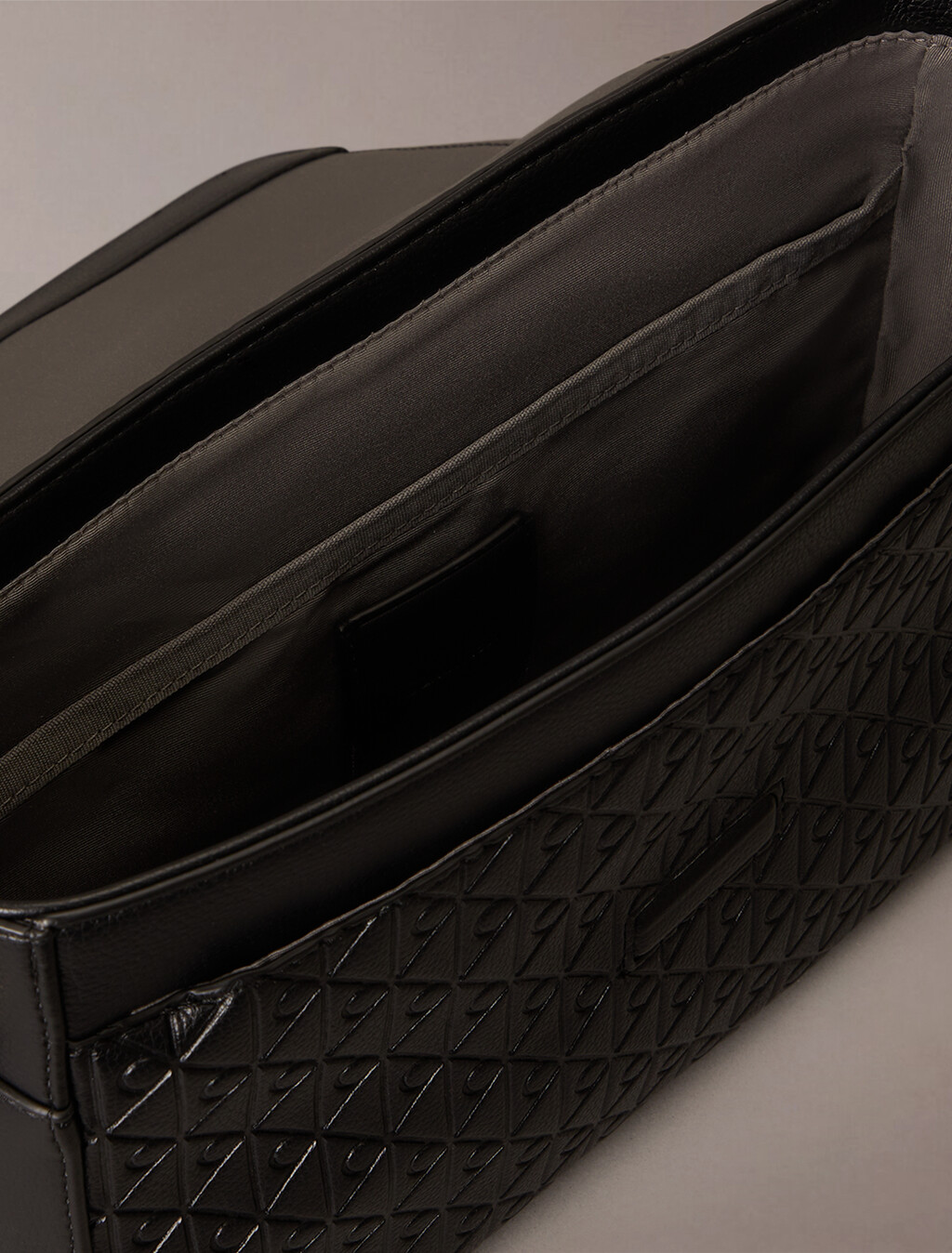 Embossed Emblem Logo Flap Messenger Bag, Black, hi-res