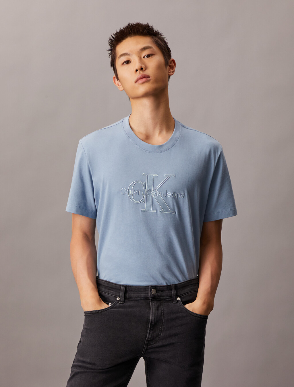 Tonal Monogram T-shirt, Faded Denim, hi-res