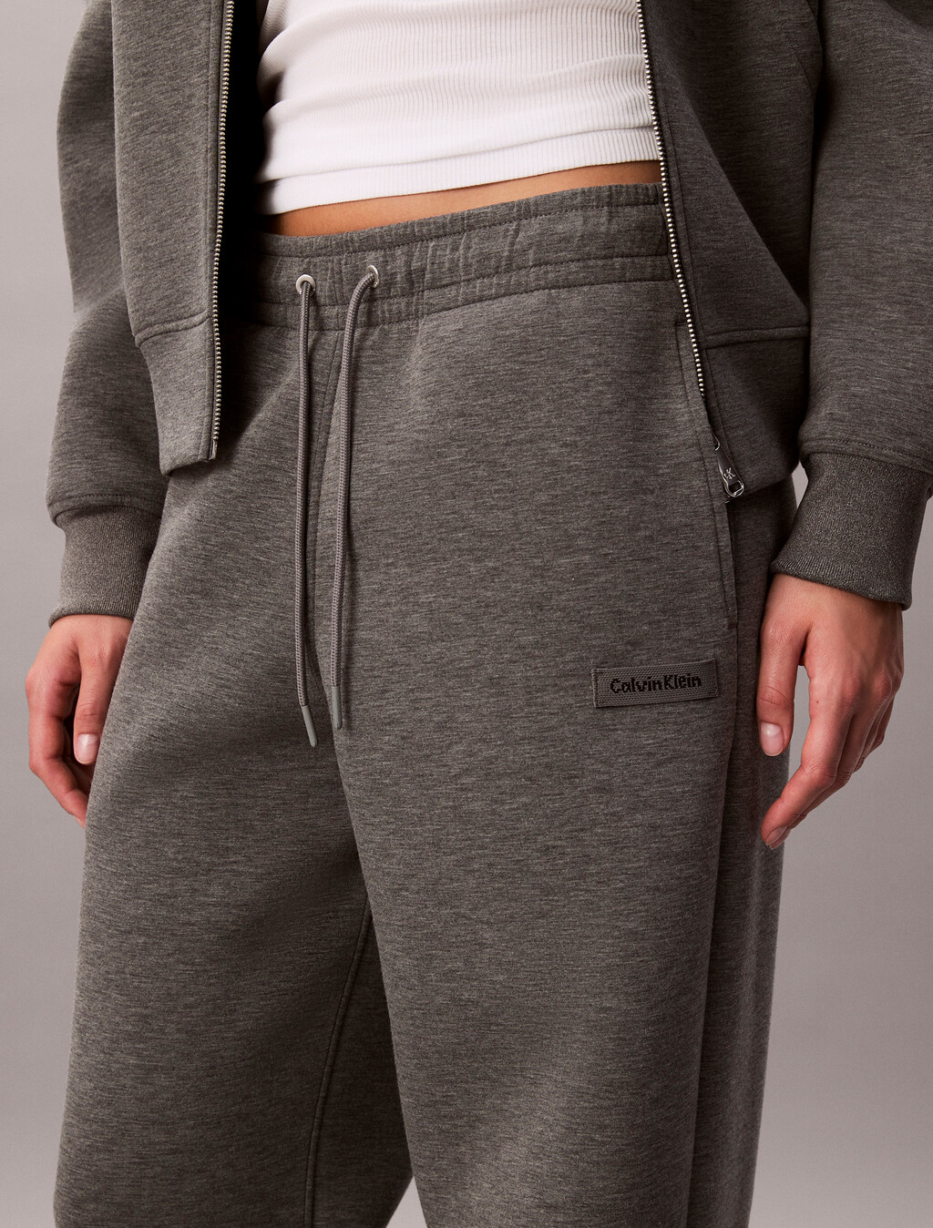 Jersey Wide Leg Joggers, Med Grey Heather, hi-res