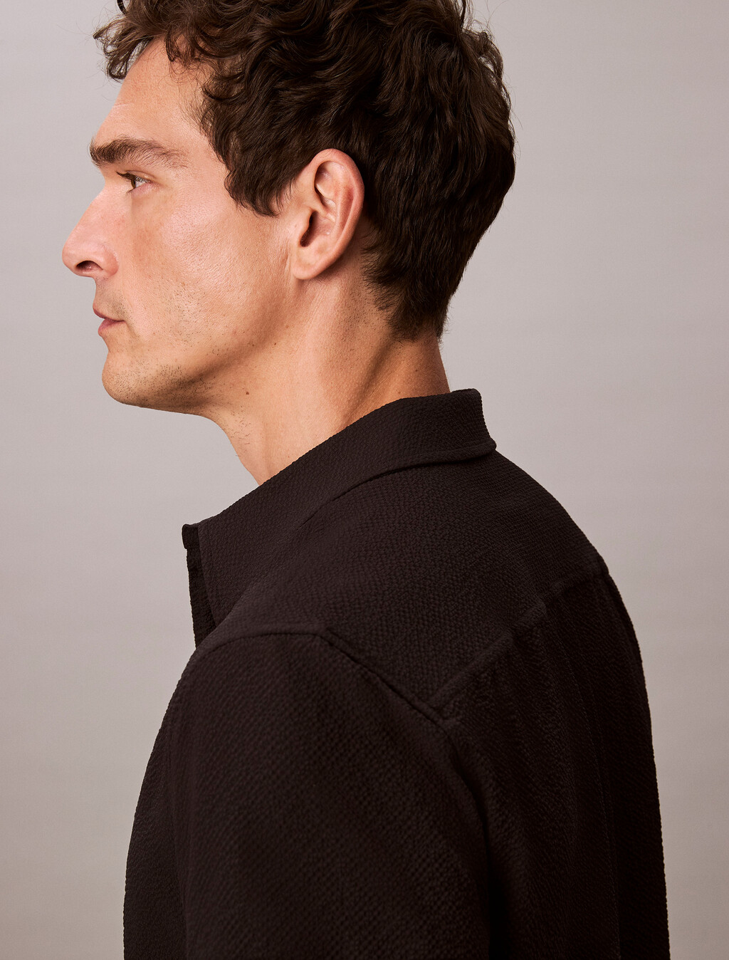 Seersucker Classic Shirt, Black, hi-res