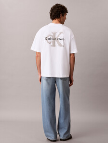 Oversized Embossed Monogram Tee, Bright White, hi-res